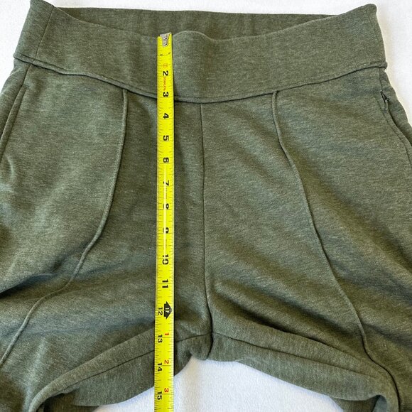 Proto101 Womens High Waist Wide Leg Cropped French Terry Pants Size L Green - Picture 10 of 11